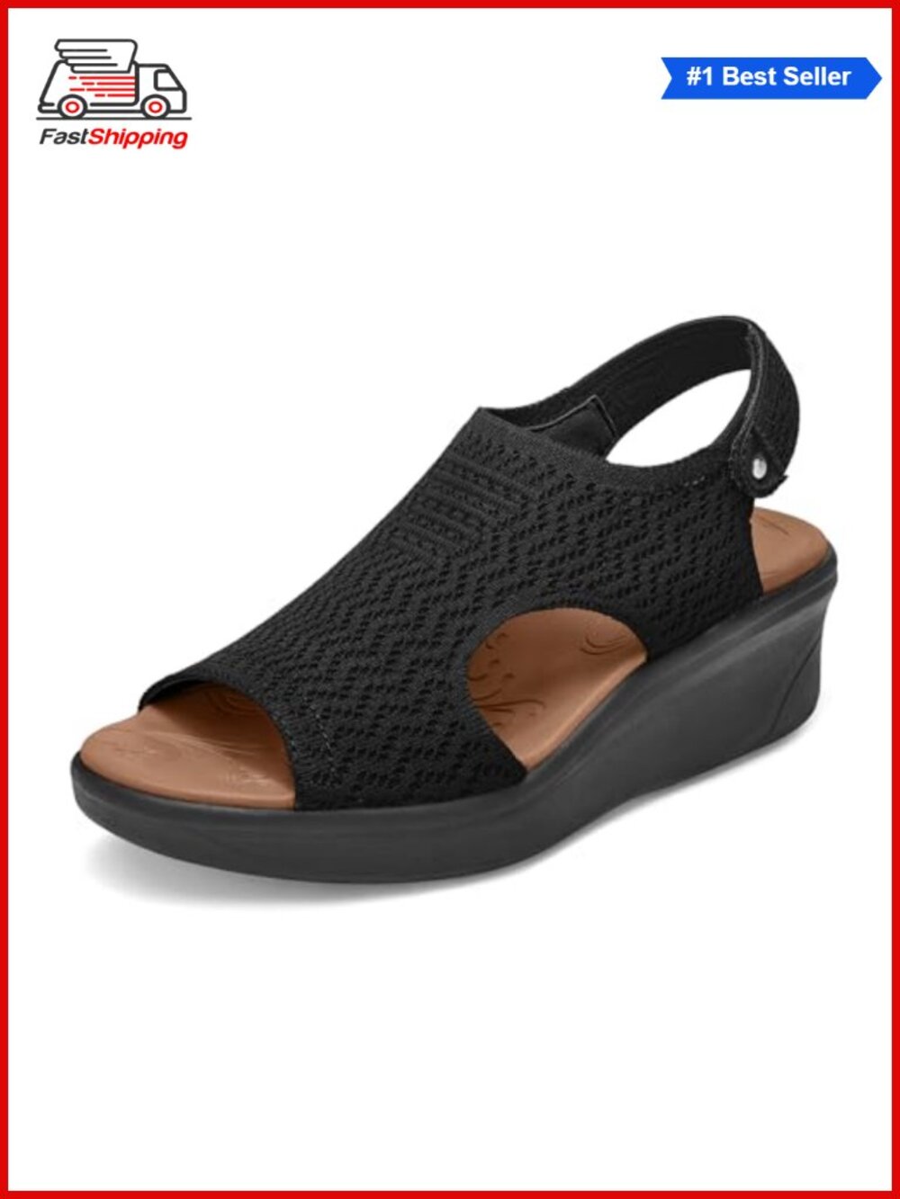 Women's Lightweight Walking Sandals Wedge Comfortable Beach Shoes with Arch